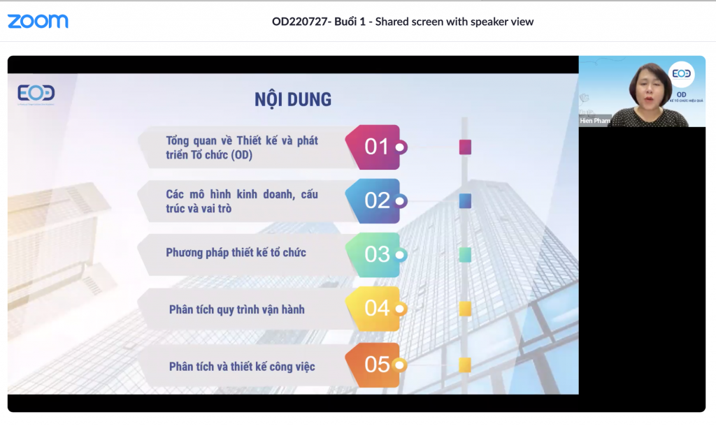 Những nội dung chính của khoá học OD